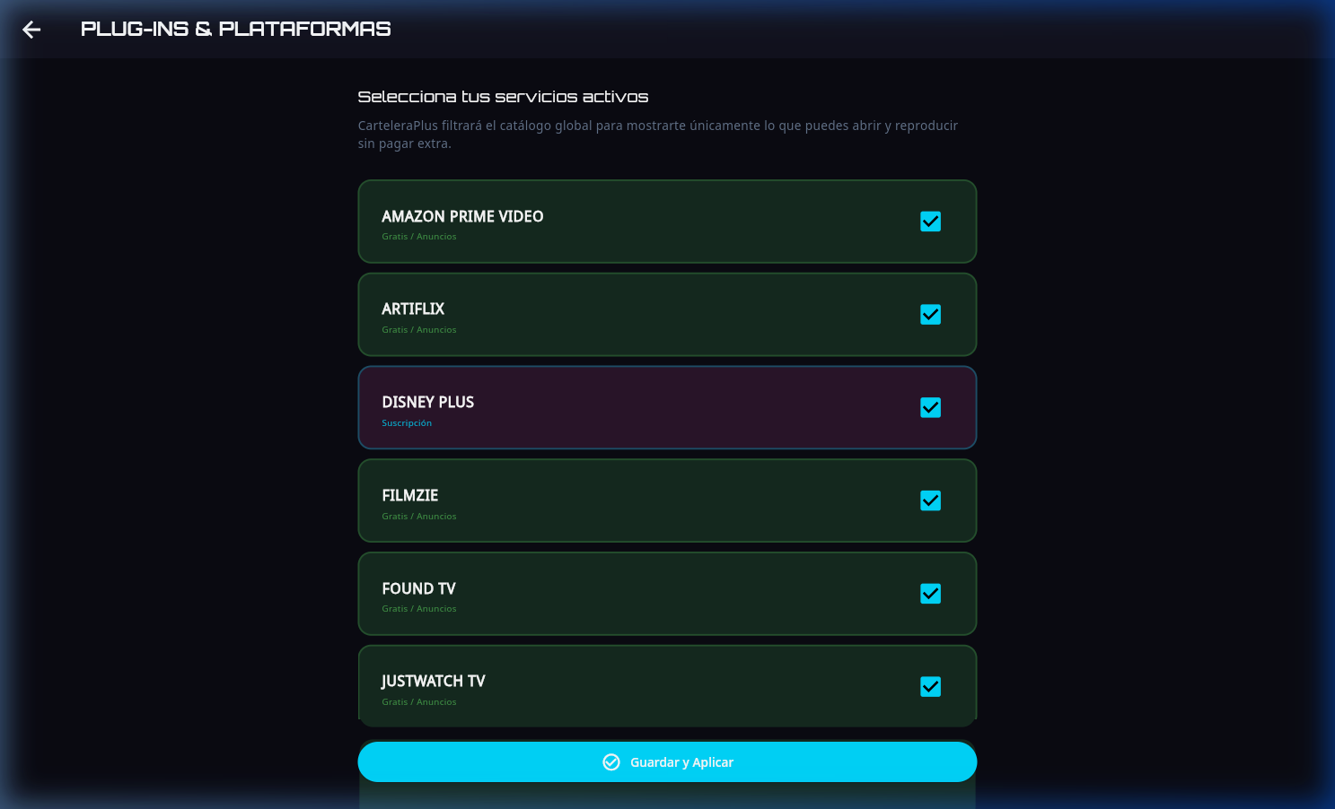 Configuración de proveedores de streaming